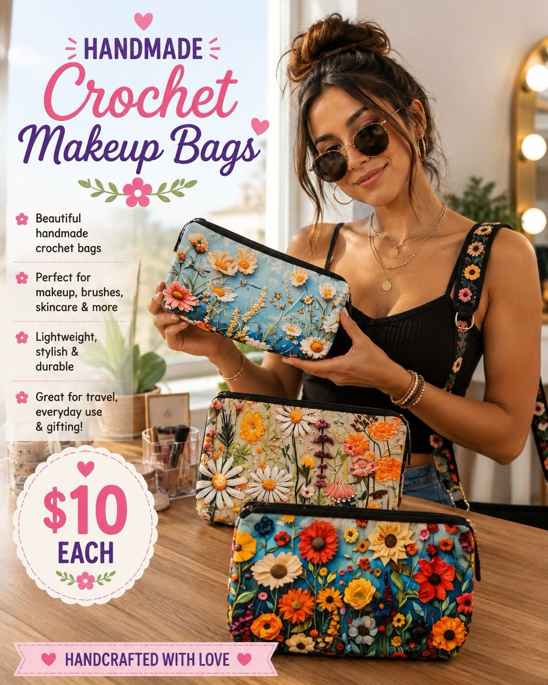 Crochet makeup bag