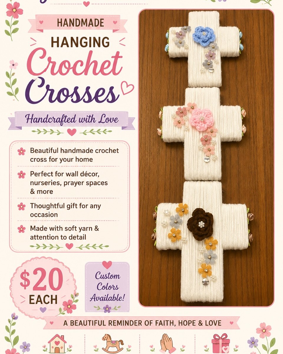Hanging crochet crosses