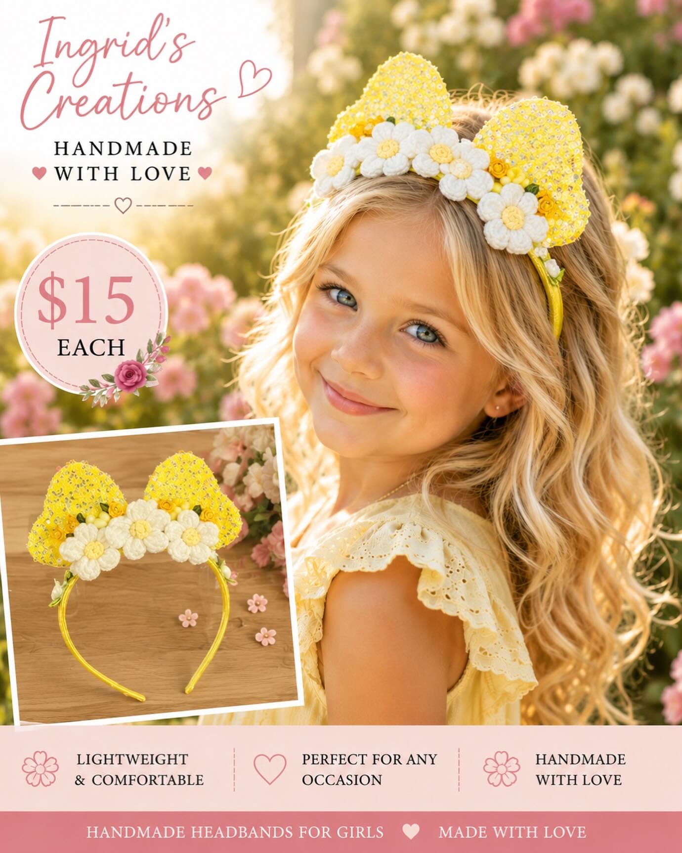 Floral girls' headband