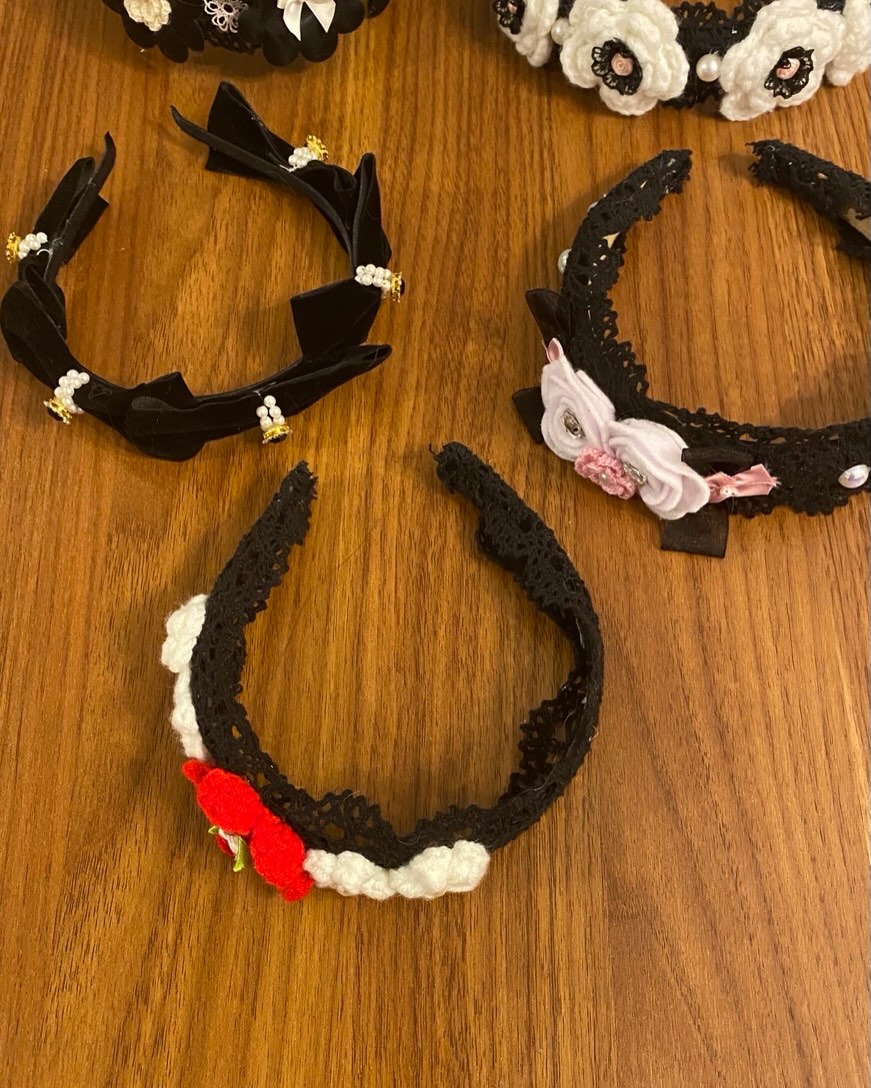 Black floral headbands