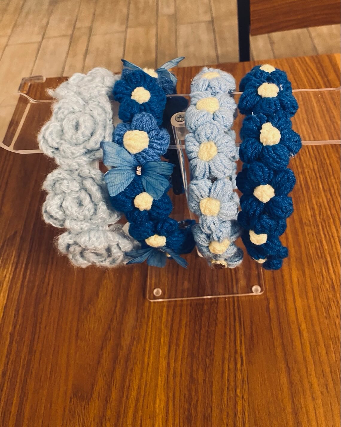 Blue crochet headbands