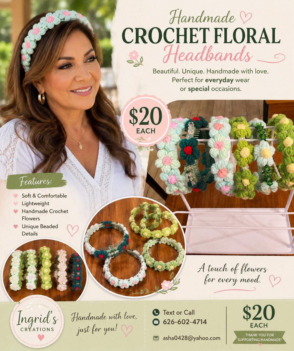 Crochet floral headbands
