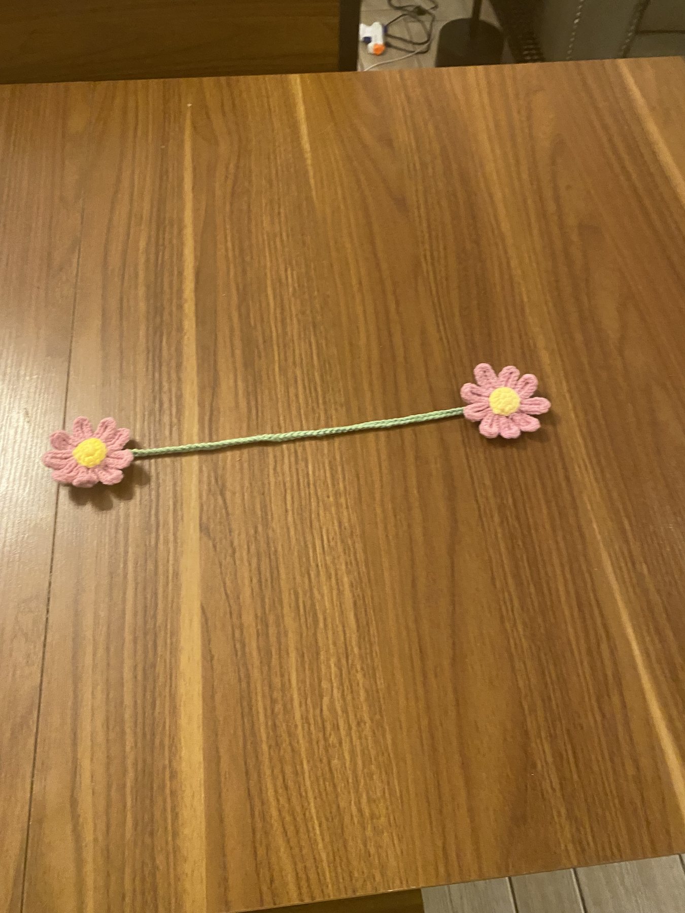 Dusty rose crochet daisy flower tie