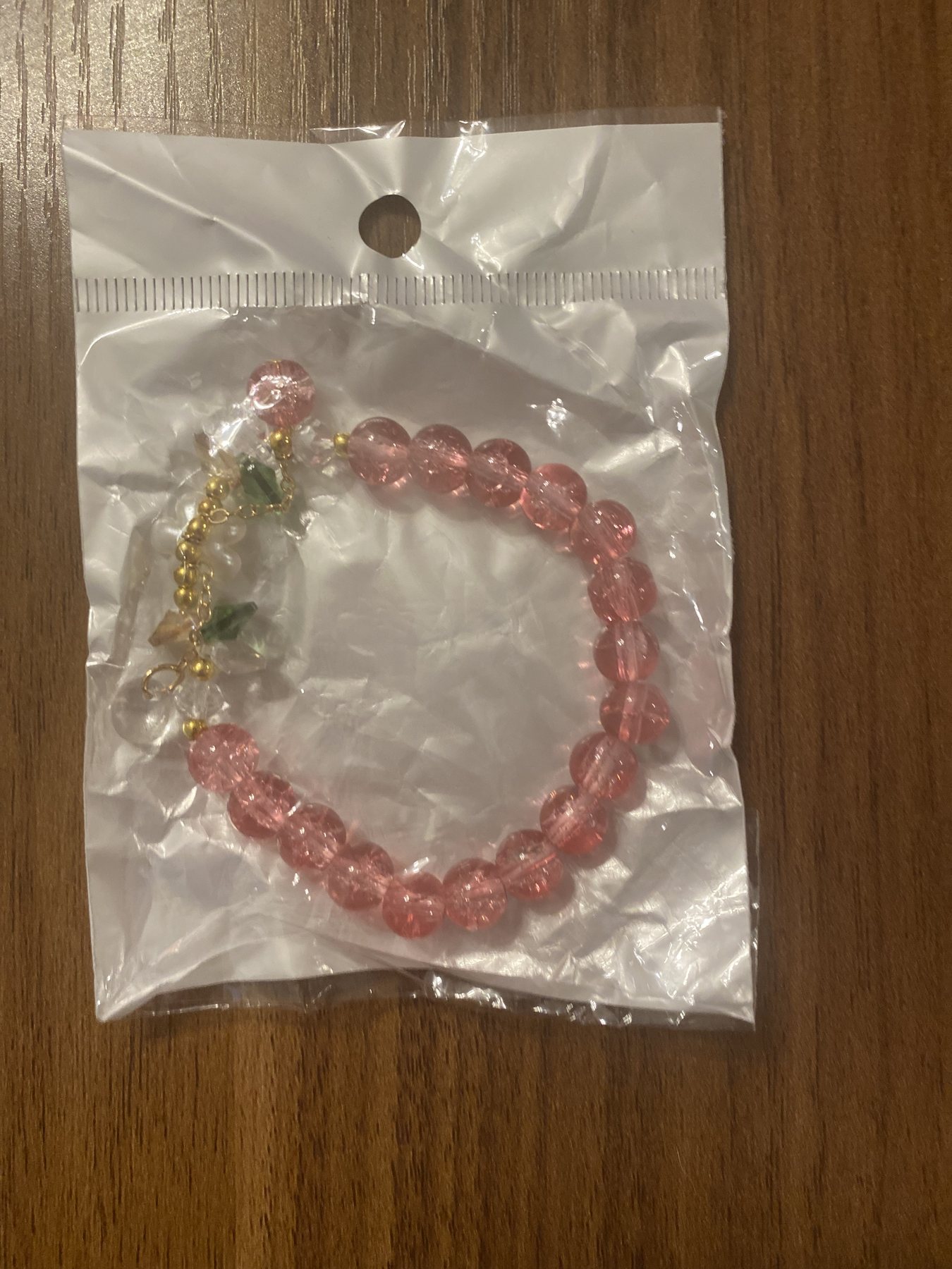 Pink crystal charm bracelet