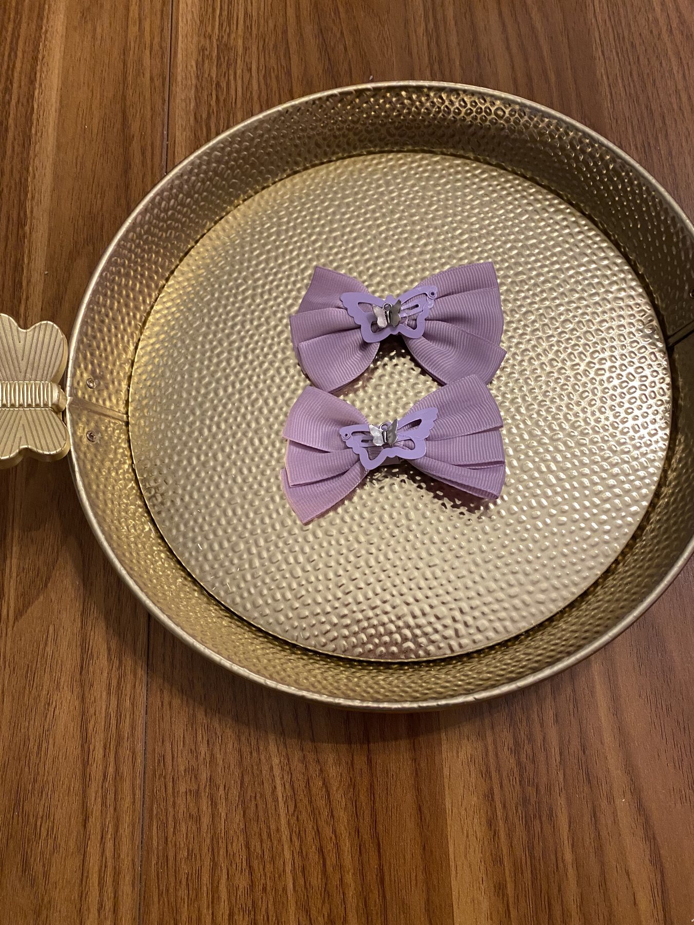 Lavender butterfly bow clips
