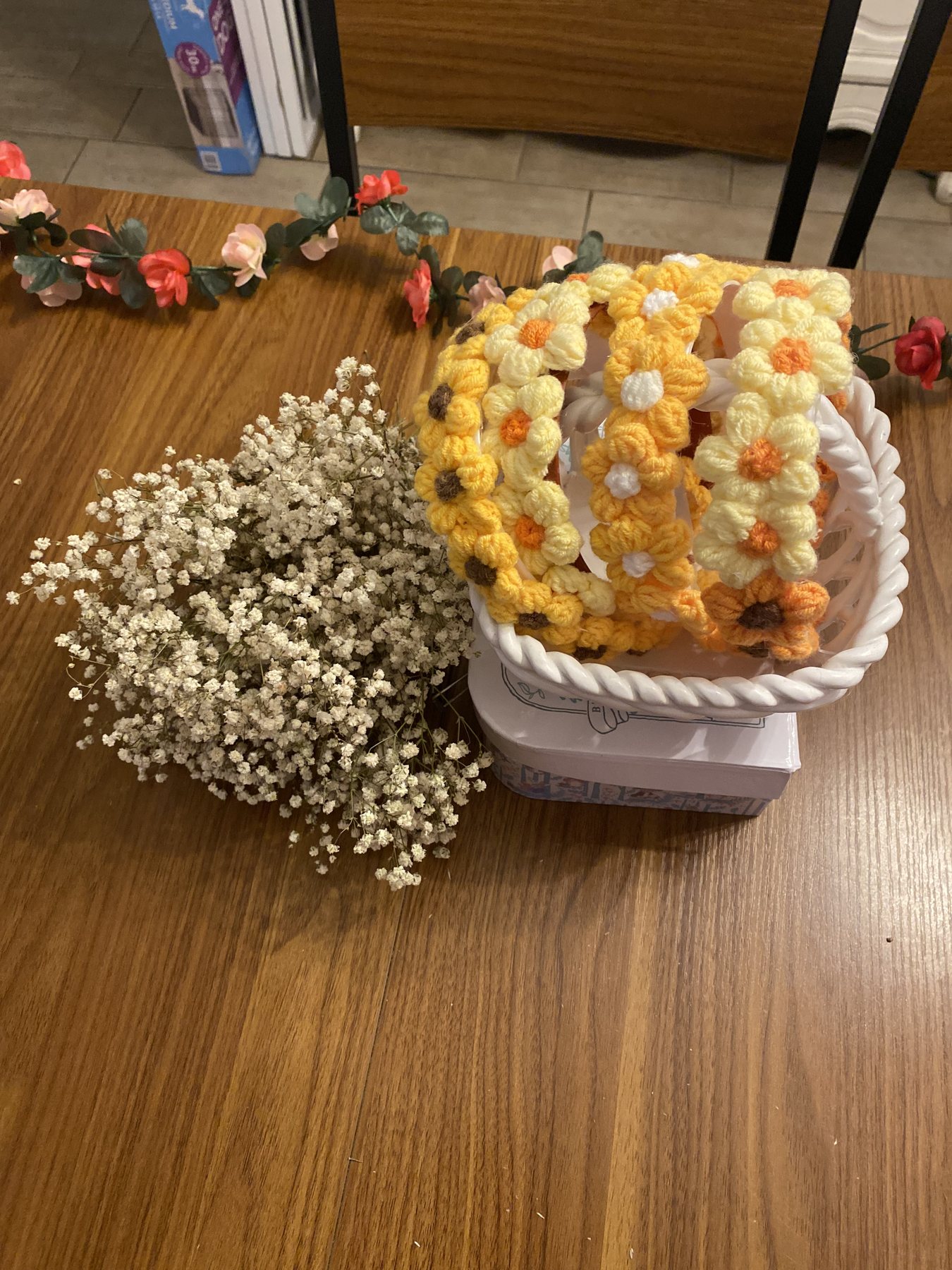 Yellow crochet floral headbands
