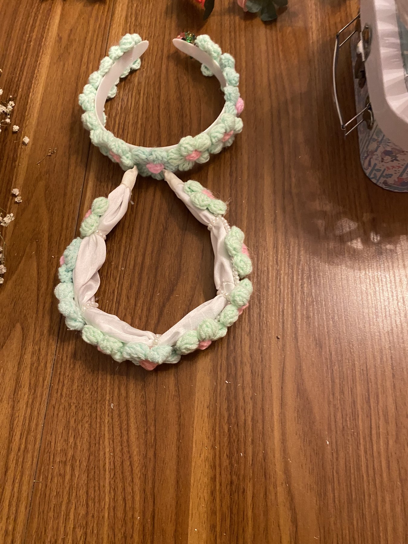 Mint crochet floral headbands